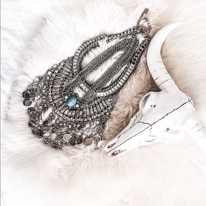 NWT Antique silver color Turkish coin necklace